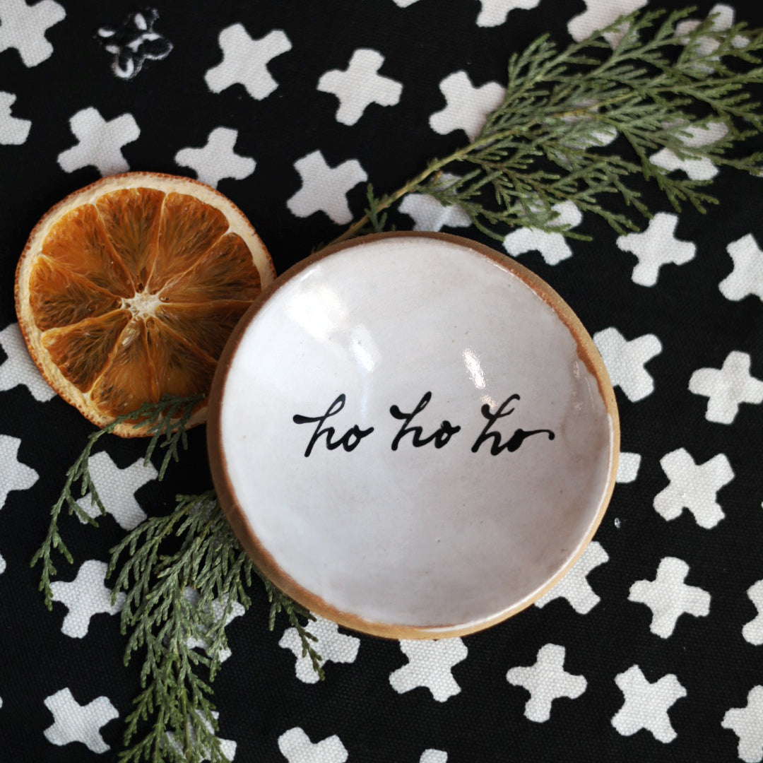 Ho Ho Ho Trinket Dish Black and White
