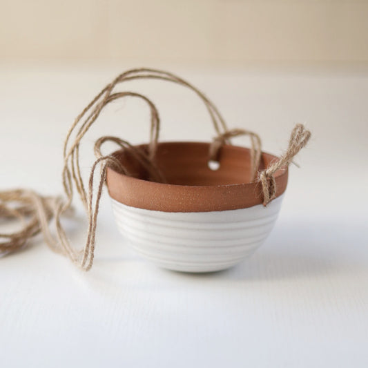 Large Hanging Planter in White