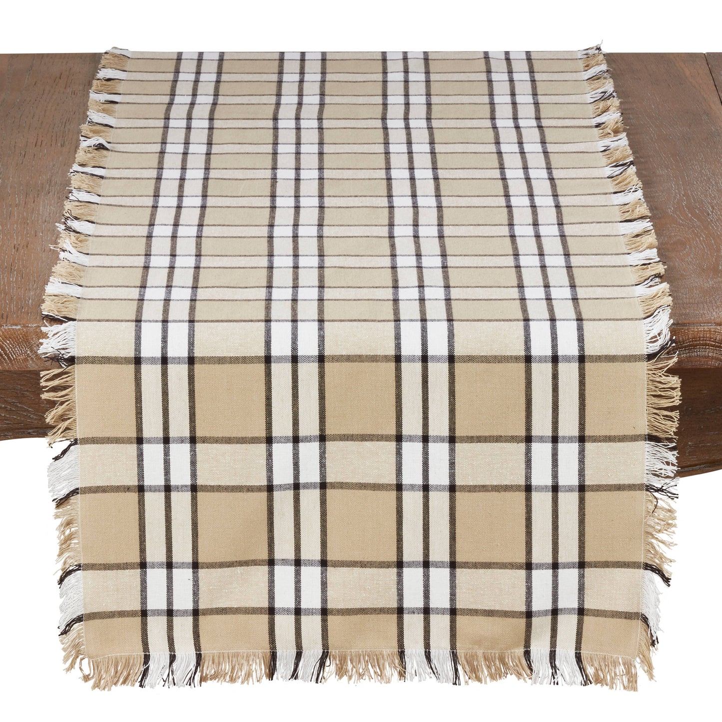 Plaid Runner with Softly Frayed Edge