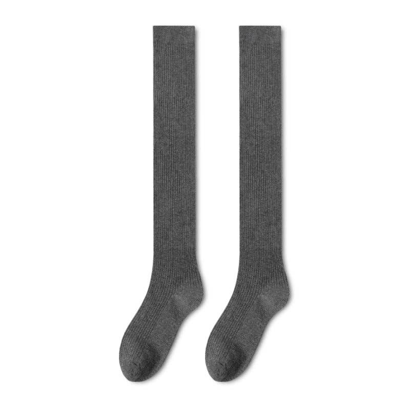 Rufia - Wool Blend Stockings for Winter: Grey / One Size