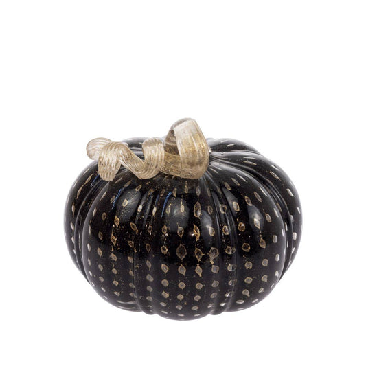 Glass Pumpkin - Small, Black & Gold