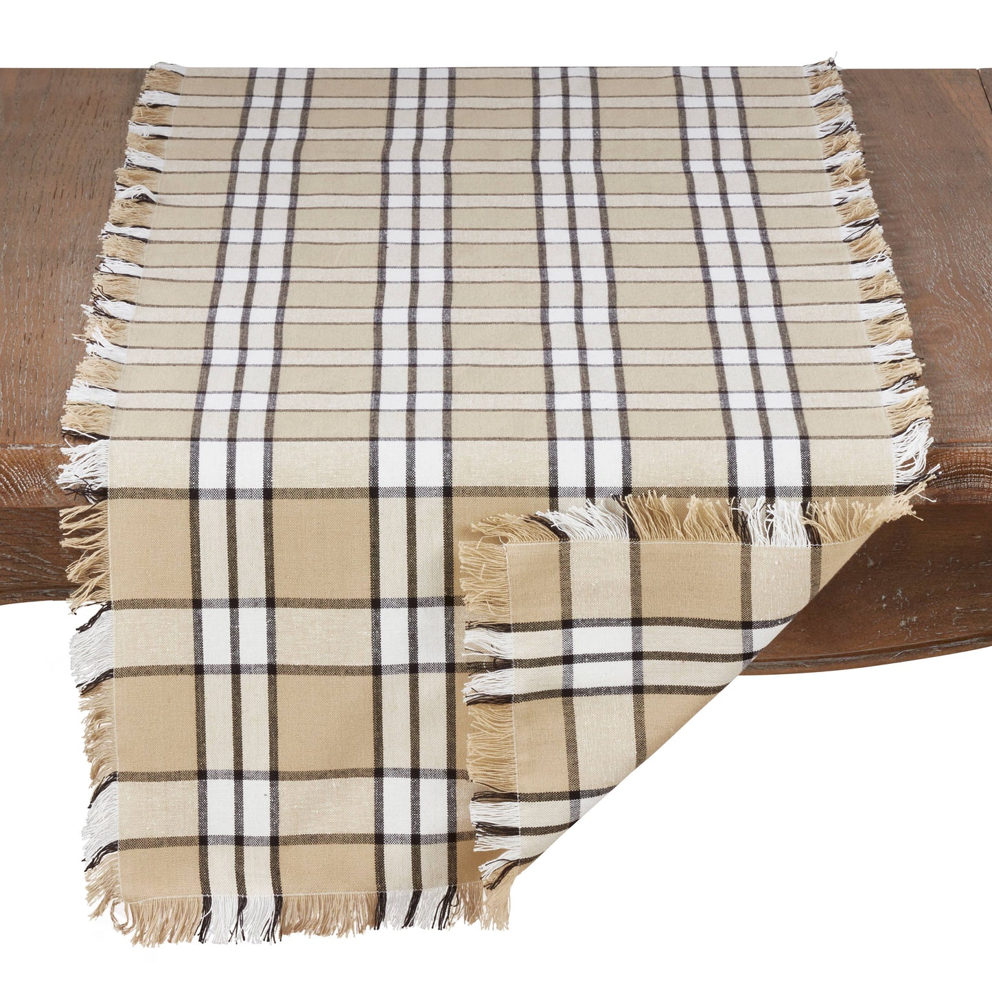 Plaid Runner with Softly Frayed Edge
