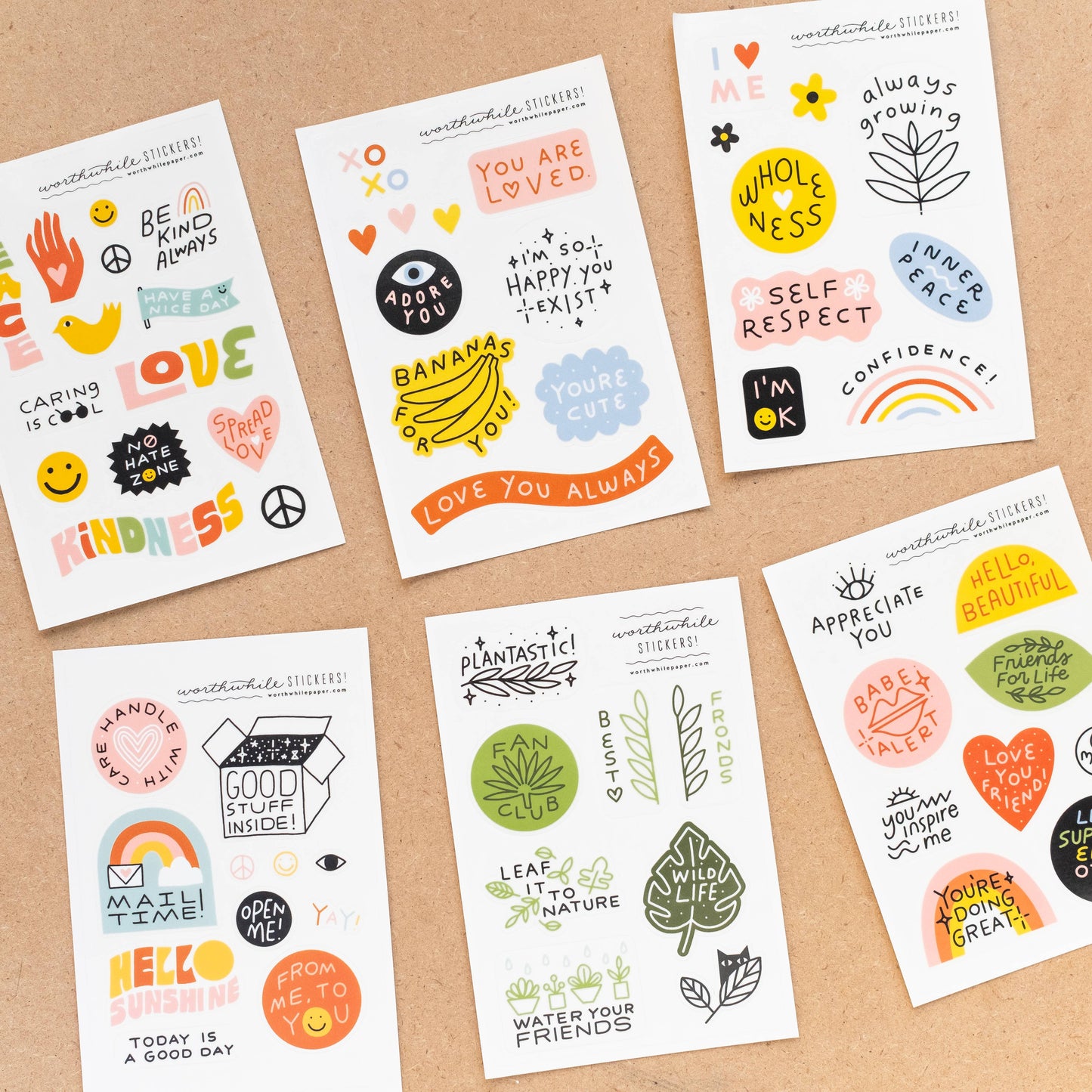 Peace, Love, Kindness Sticker Sheet (set of 2)