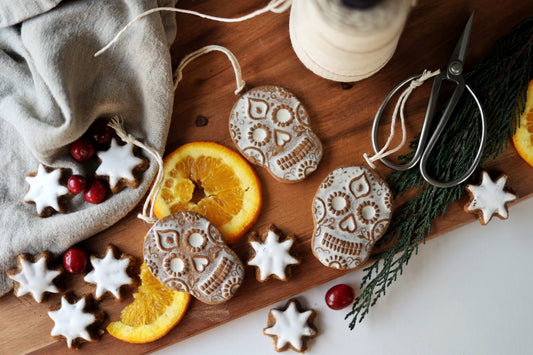 Sugar Skull Ornament  in Cream