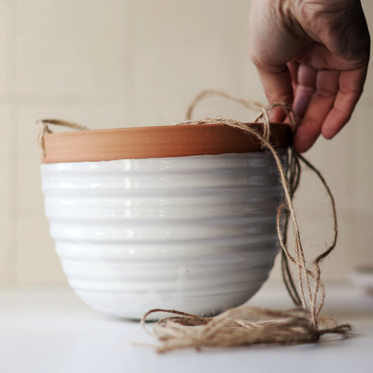 Jumbo Hanging Planter in White