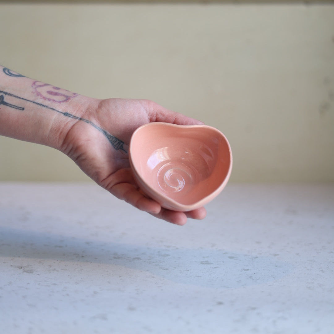 Handmade Small Heart-Shaped Bowl in Blush Pink