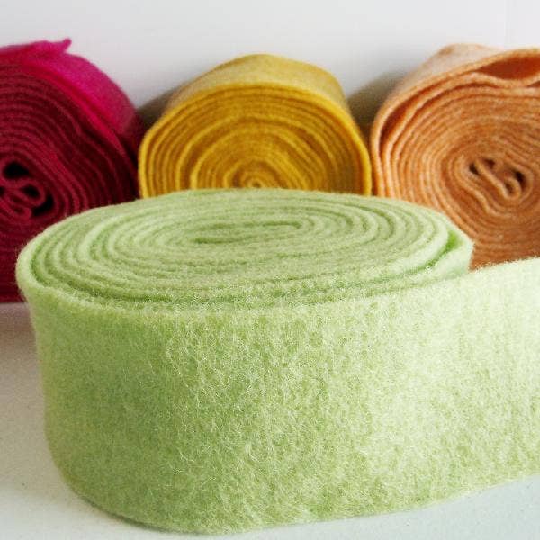 100% Pure Wool Felt Ribbon - Light Green: 2" x 5 1/2 yards