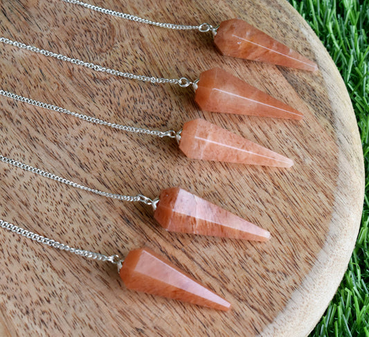 Natural Orange Aventurine Pendulum ~Faceted Crystal Pendulum