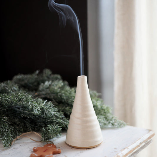 Handmade Ceramic Christmas Tree Incense Burner in 2 color options