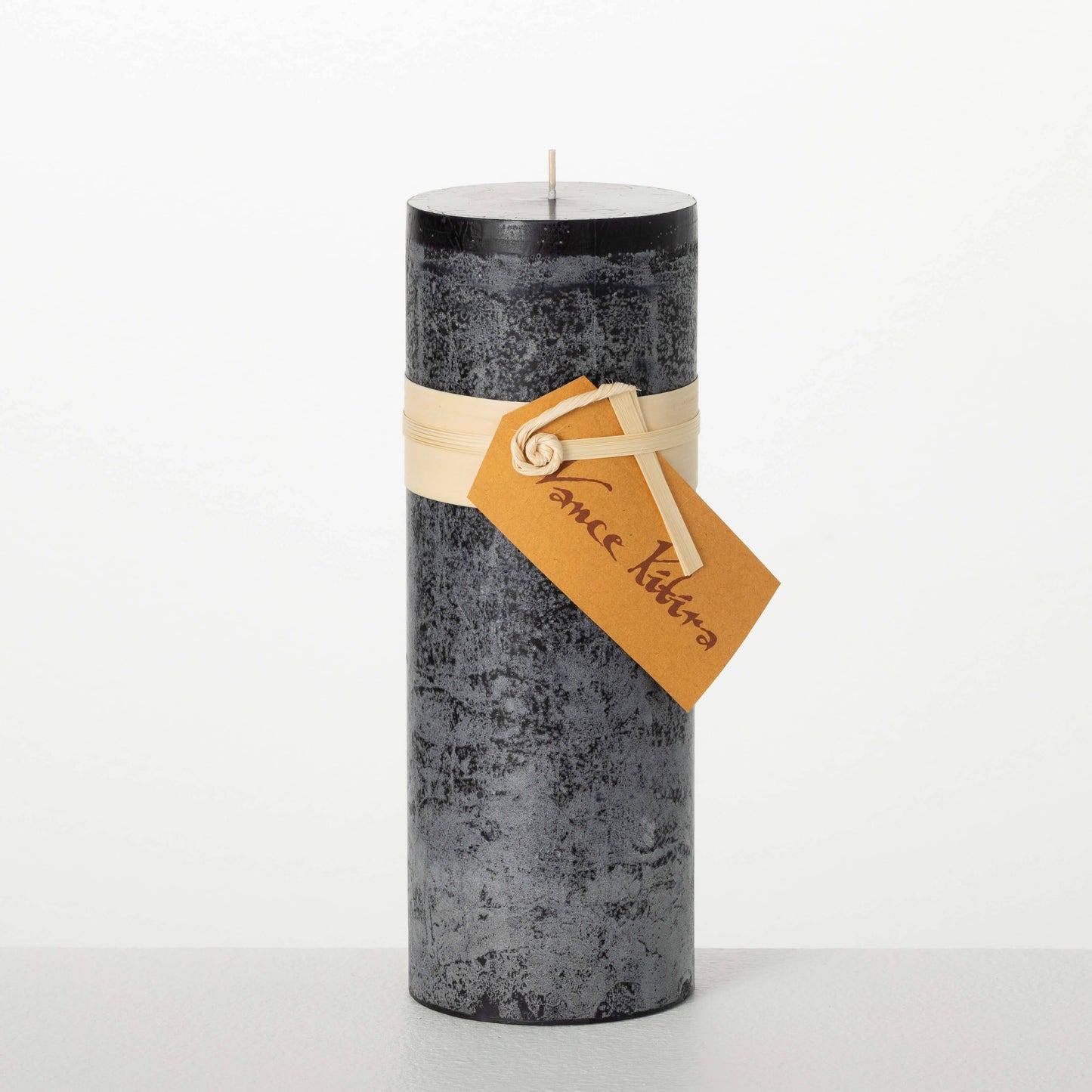 Distressed Black Pillar Candle Large