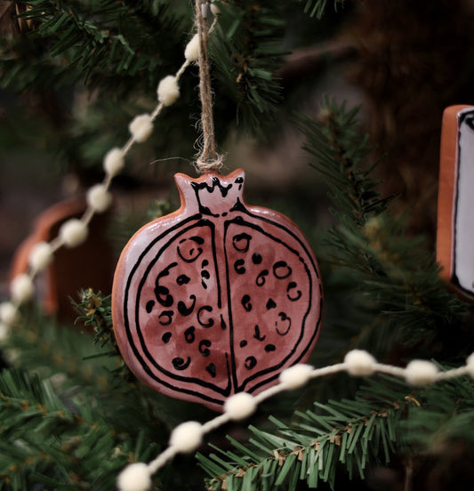 Handpainted Majolica Pomegranate Ornament
