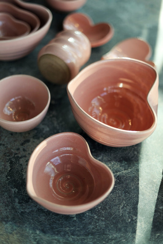 Handmade Large Heart-Shaped Bowl in Blush Pink