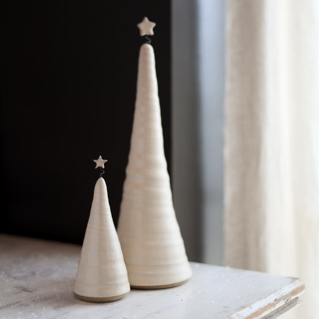 Handmade Ceramic Christmas Tree in Cream - 3 sizes