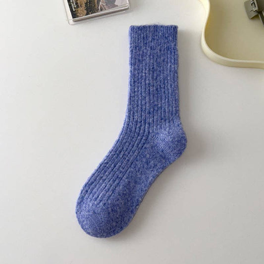 Rufia - Thickened Solid Color Wool Blend Socks: Purple / Average