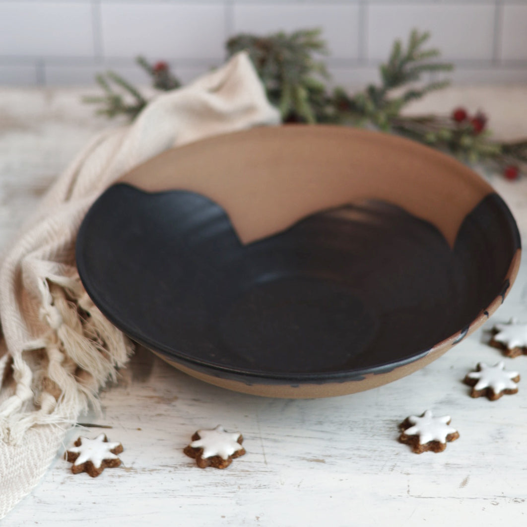 Handmade Ceramic Flow Centerpiece Bowl in Black