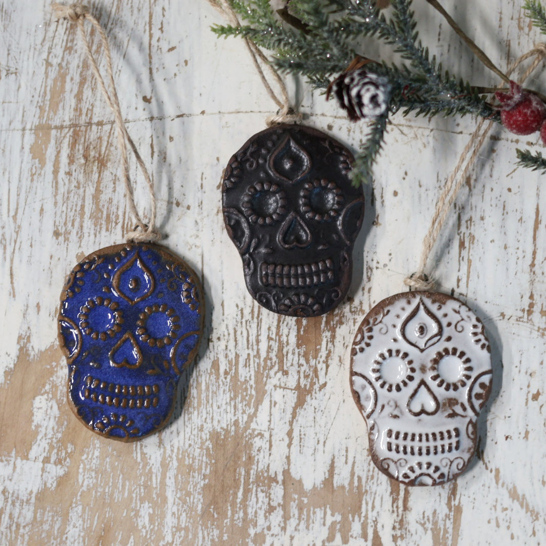 Sugar Skull Ornament in White