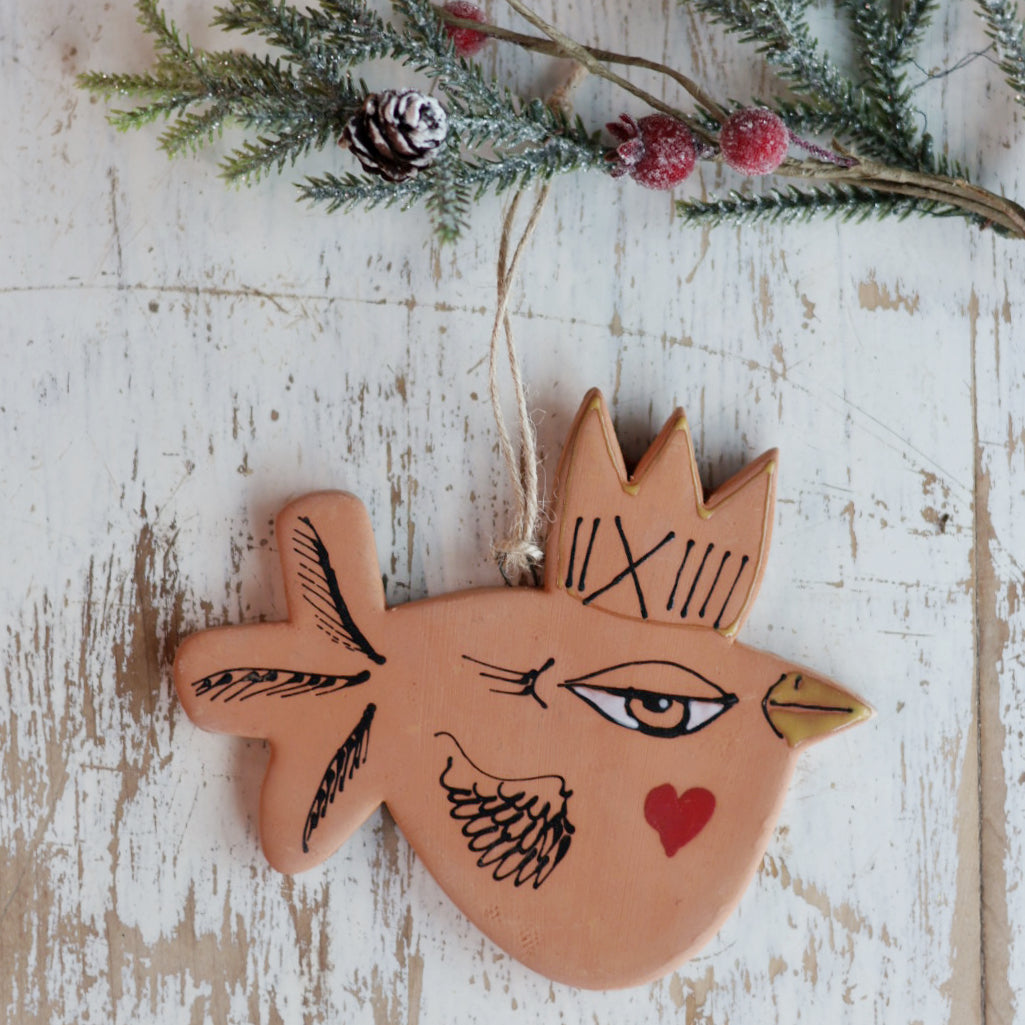 Handmade Ceramic Bird Ornament | Large