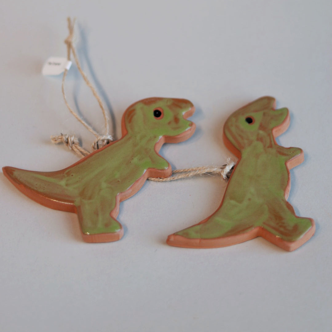 Handmade Ceramic T-Rex Ornament | Jurassic Holiday Decor