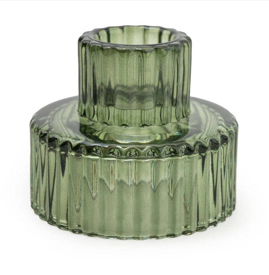 Green Glass Double Sided Candleholder