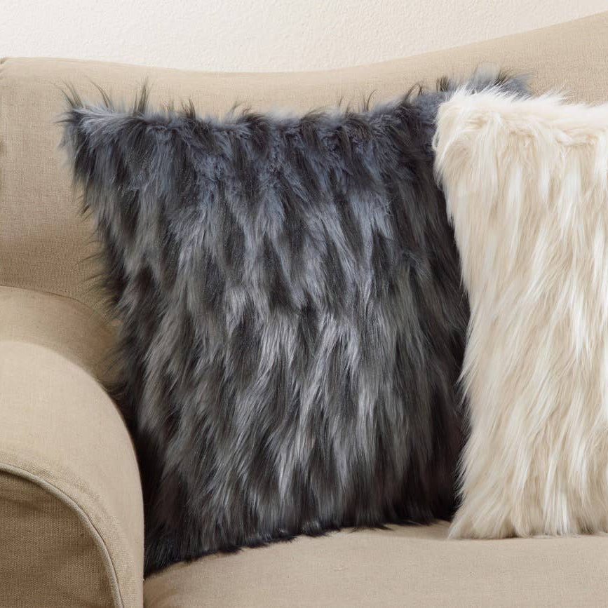 Black Faux Fur Pillow