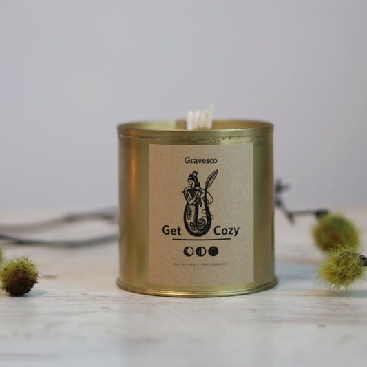 Get Cozy Candle in Gold Tin