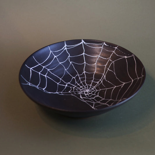 Harvest Bowl in Black Spider Web