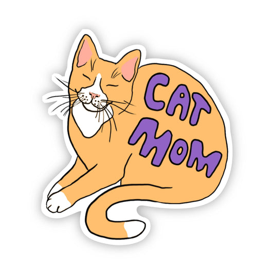 Cat Mom Sticker Purple Lettering