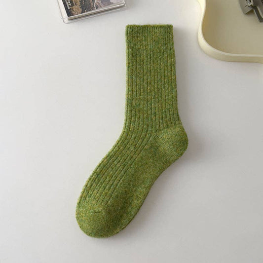 Rufia - Thickened Solid Color Wool Blend Socks: Grass / Average