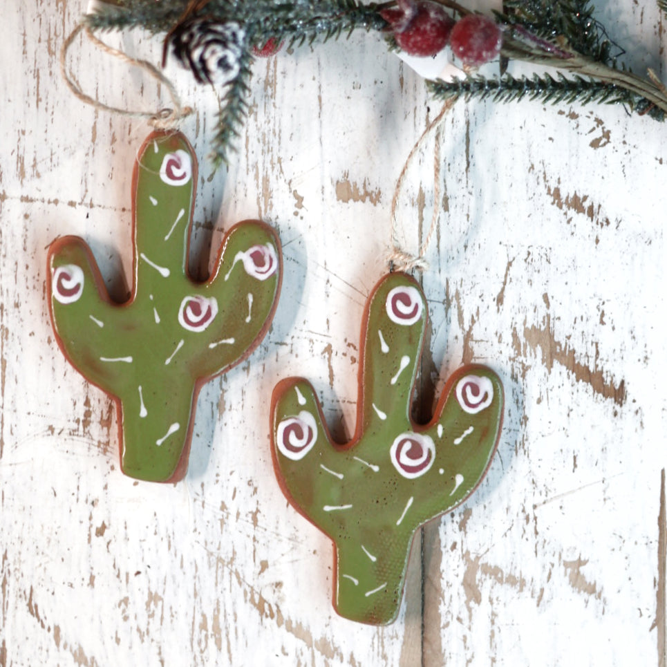 Handmade Ceramic Cactus Ornament | Southwestern Holiday Decor