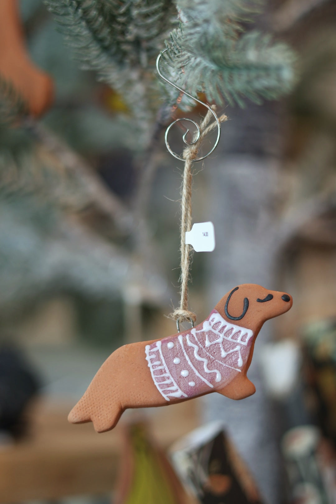 Handmade Ceramic Dachshund Ornament | Cozy Holiday Decor