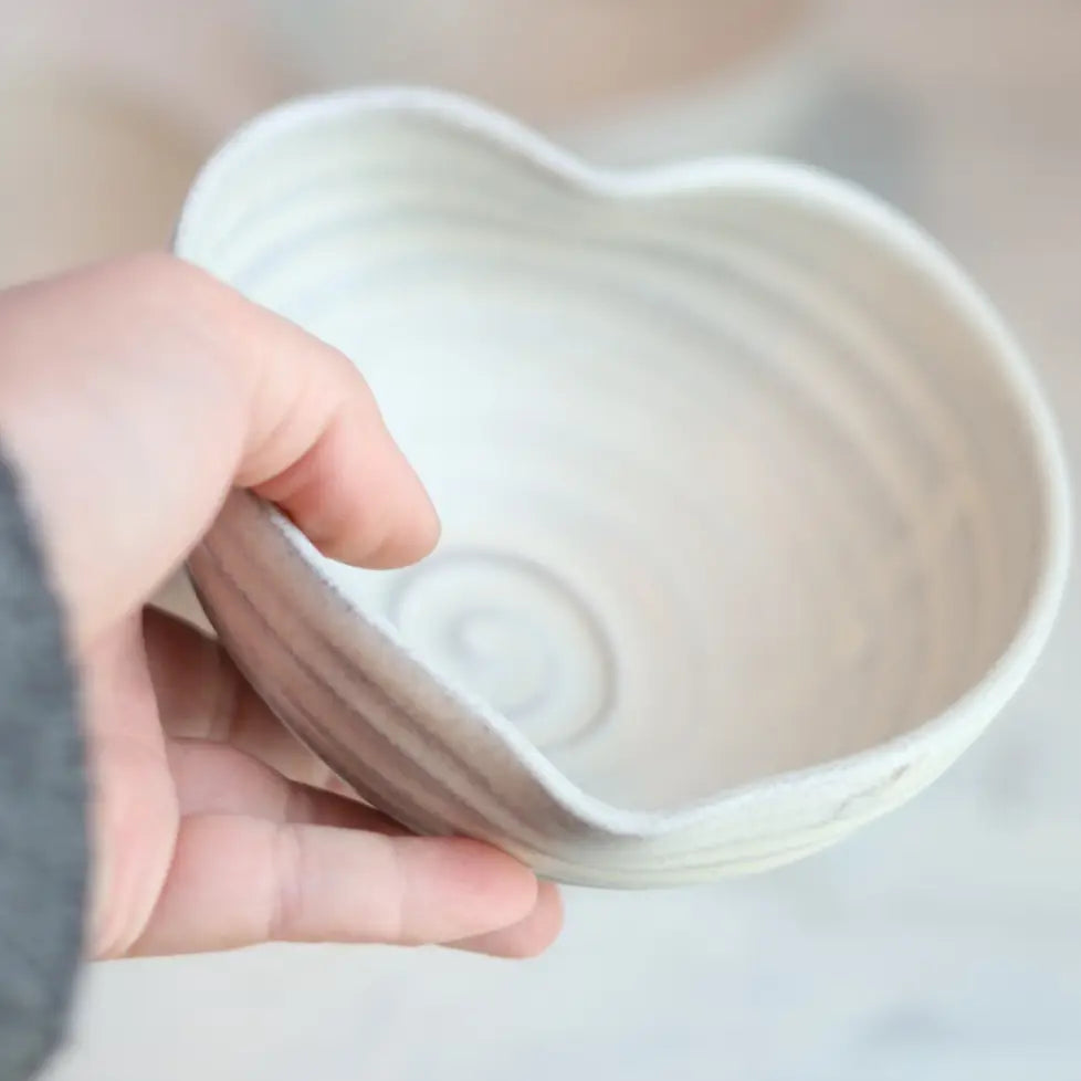 Handmade Large Heart-Shaped Bowl in Cream