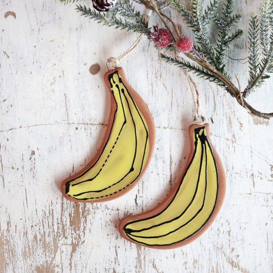 Handmade Ceramic Banana Ornament | Quirky Holiday Decor