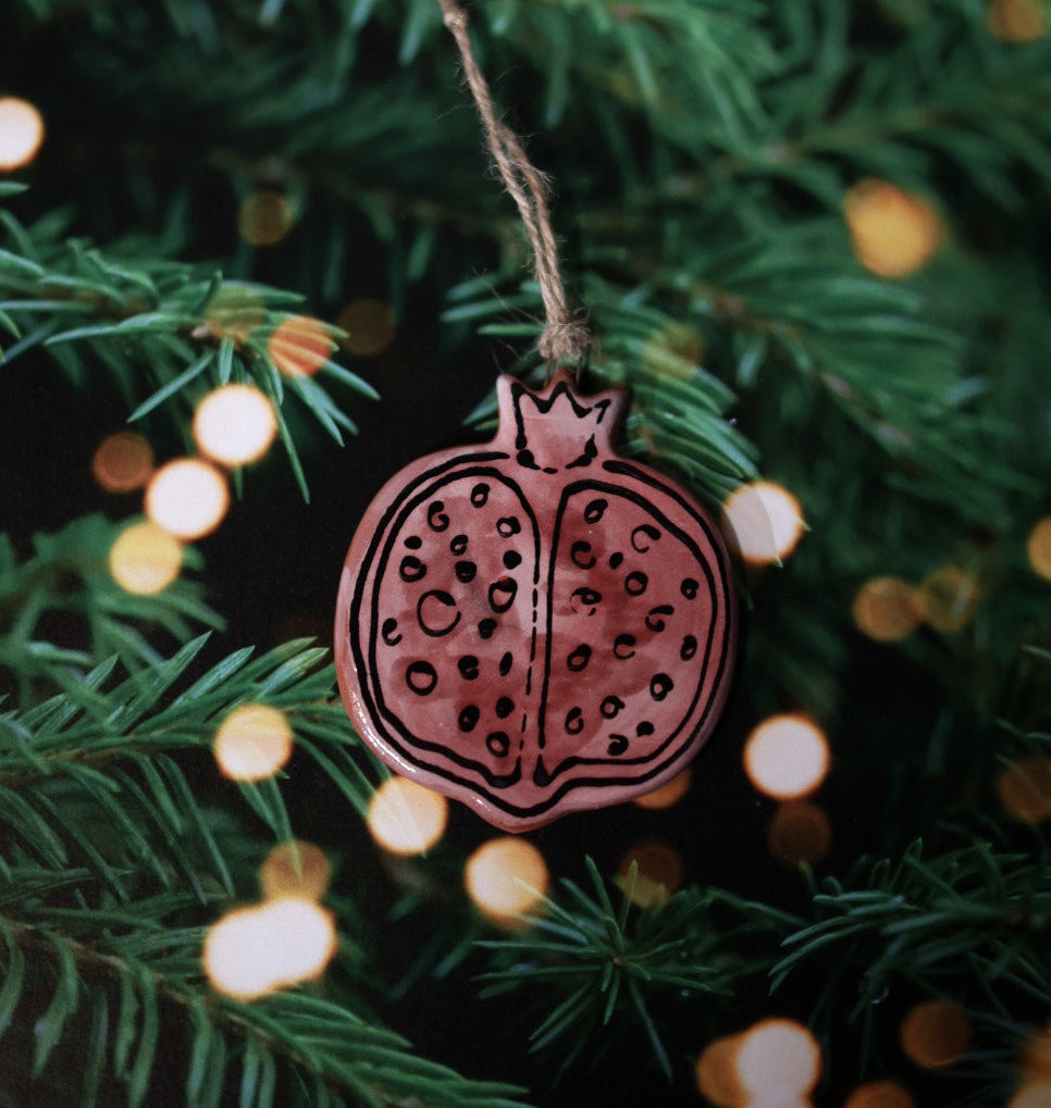 Handpainted Majolica Pomegranate Ornament