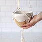 Large Hanging Planter in White with Macrame Hanger