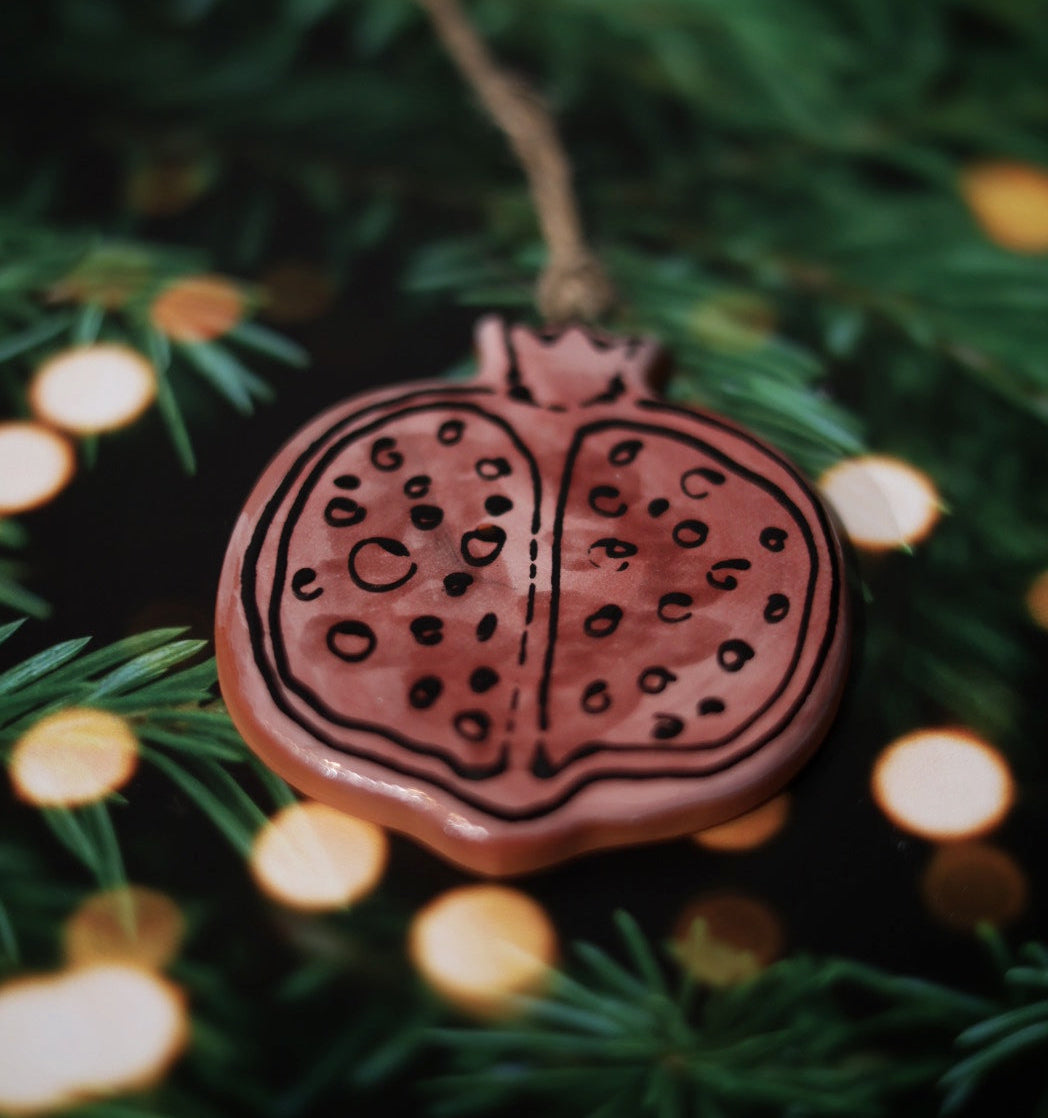Handpainted Majolica Pomegranate Ornament