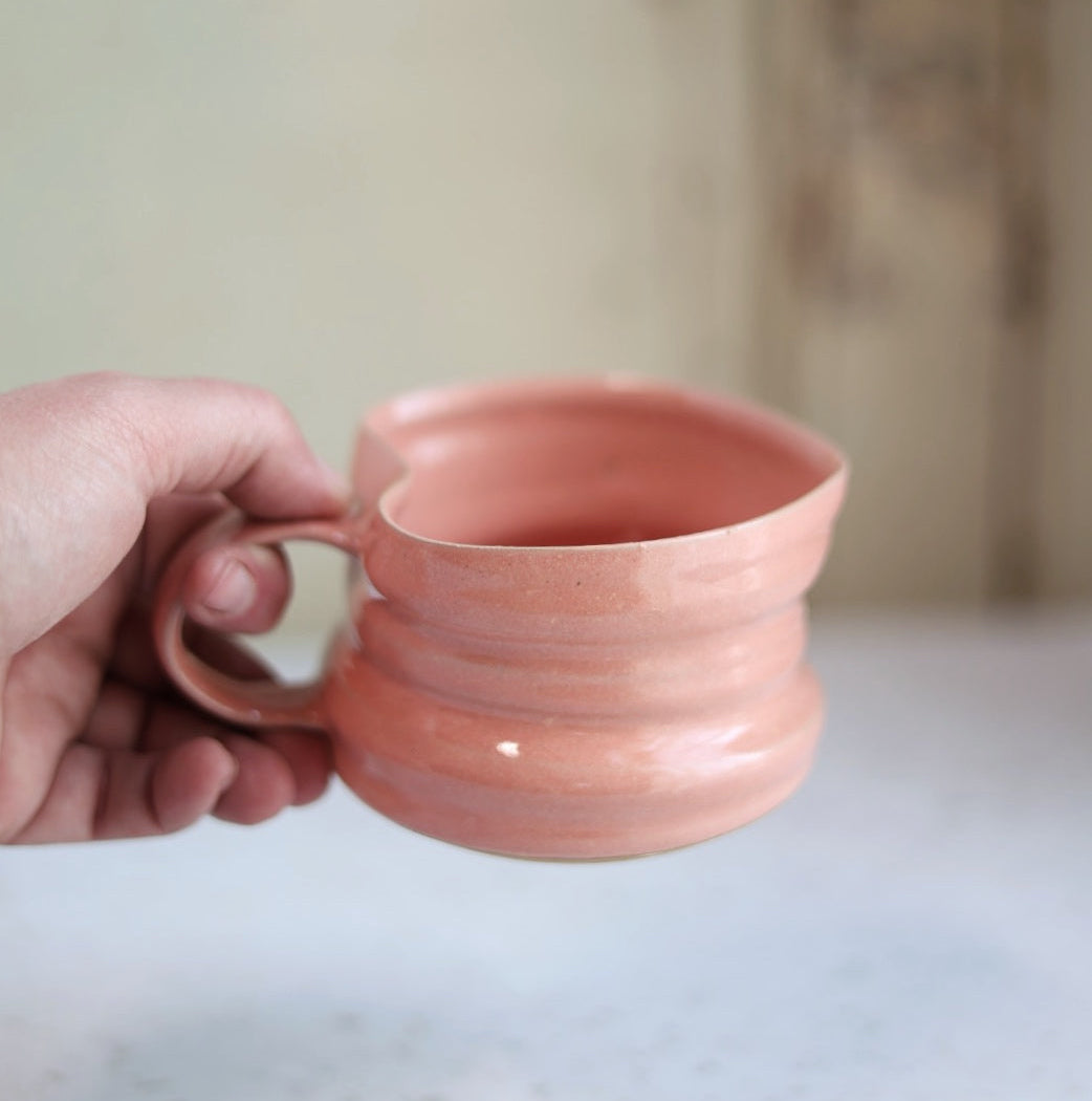 Handmade Heart-Shaped Latte Mug in Blush Pink