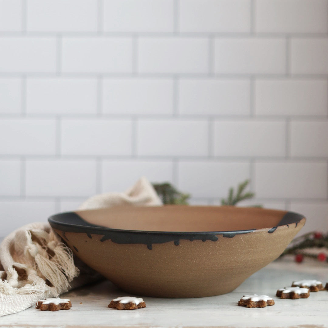 Handmade Ceramic Flow Centerpiece Bowl in Black