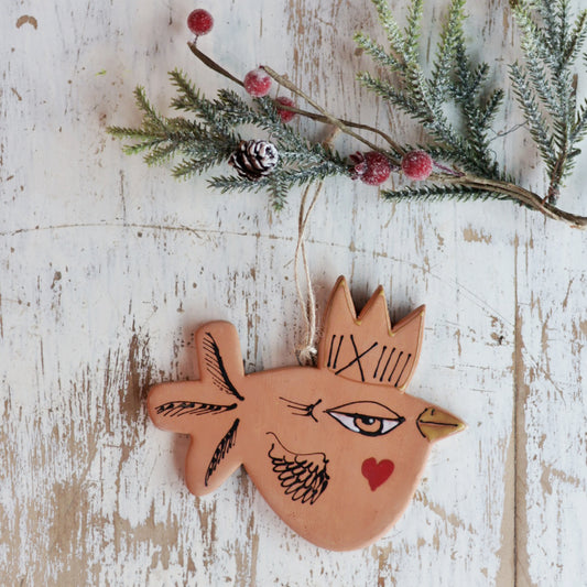 Handmade Ceramic Bird Ornament | Large