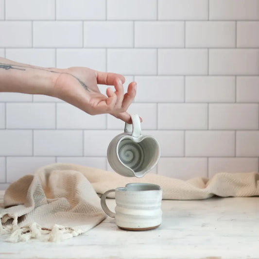 Handmade Heart-Shaped Tea & Espresso Mug in Cream