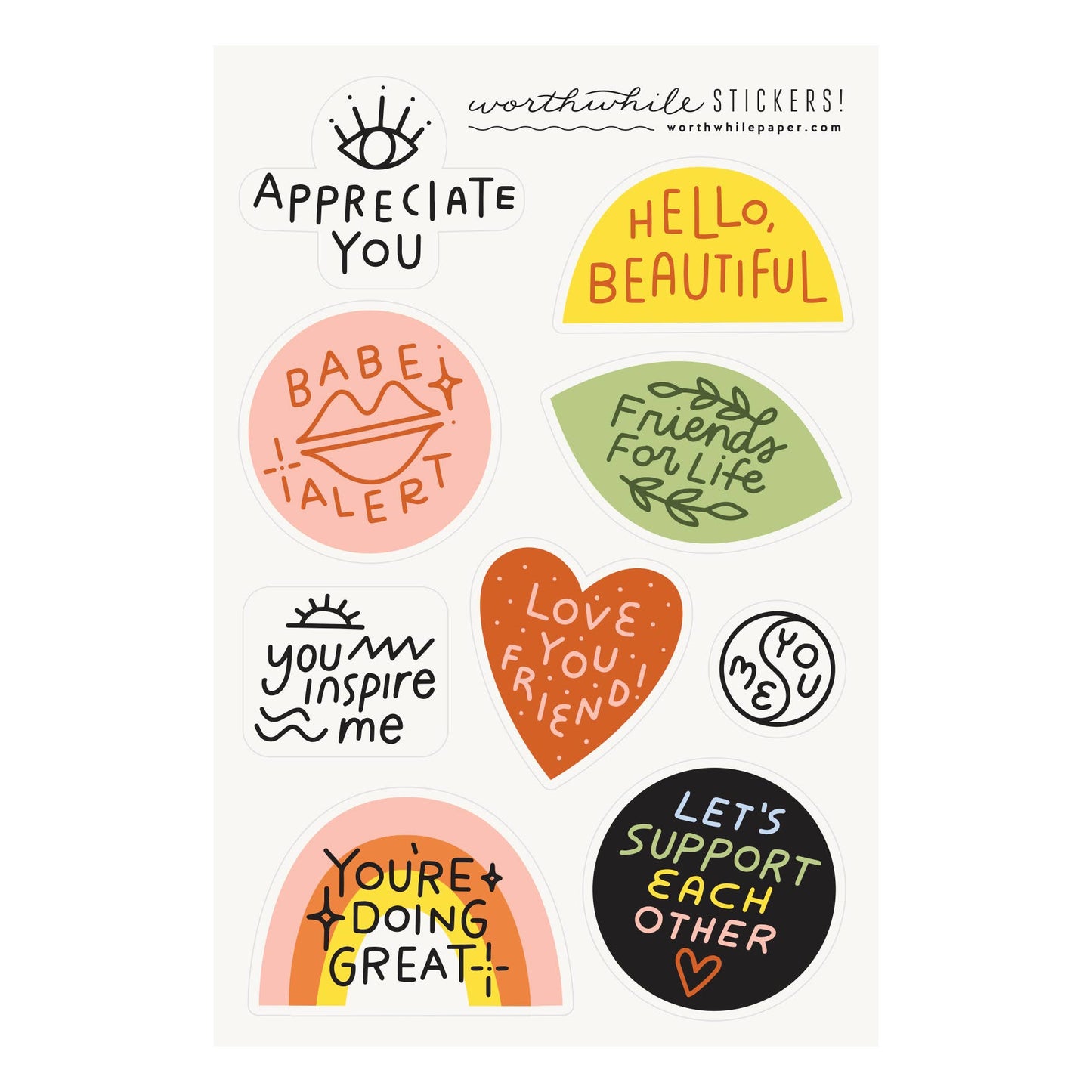 Friendship Sticker Sheet - Gender Neutral (set of 2)