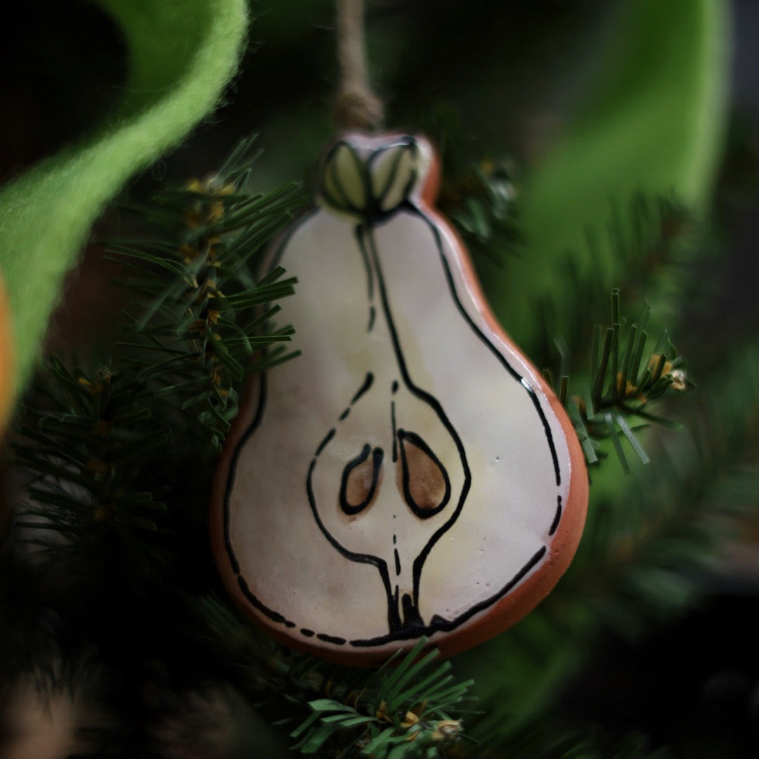Handpainted Majolica Pear Ornament
