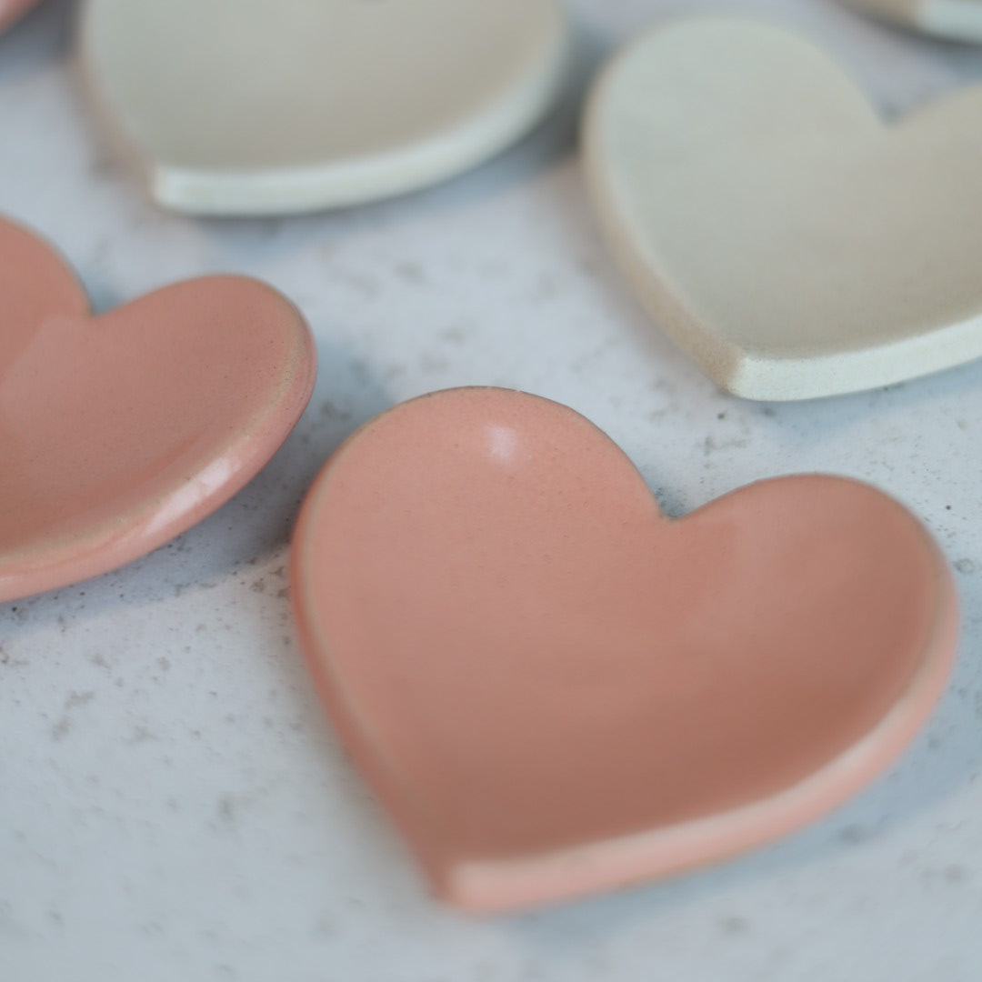 Handmade Heart-Shaped Trinket Dish in Blush Pink