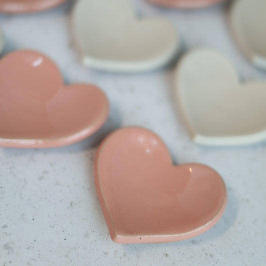 Handmade Heart-Shaped Trinket Dish in Blush Pink