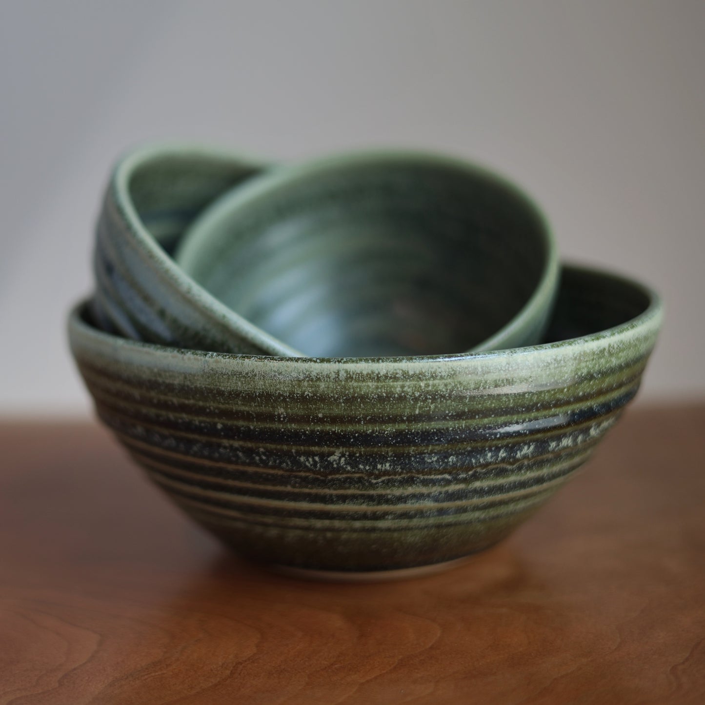 Nested Set of Bowls in Moss Green