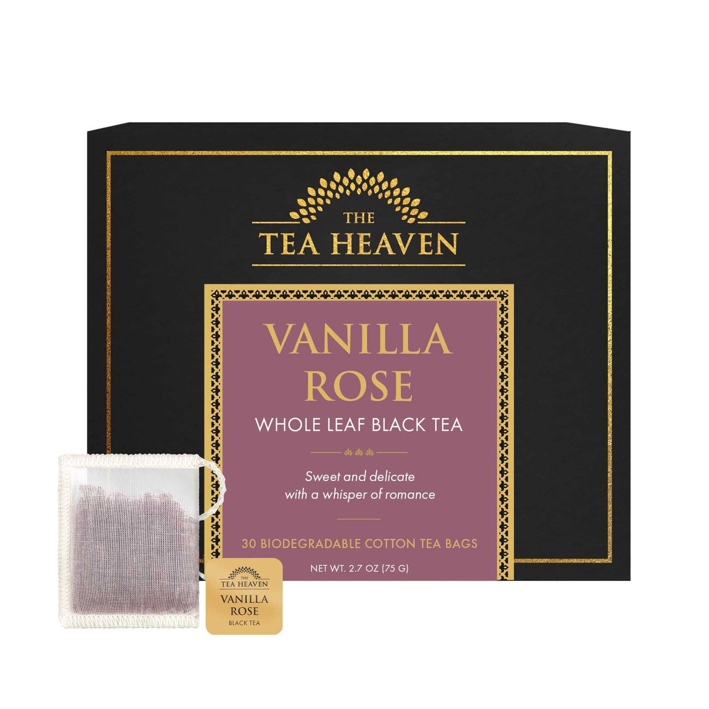 Vanilla Rose Individually wrapped Cotton Tea Bags: Case of 80 Teabags