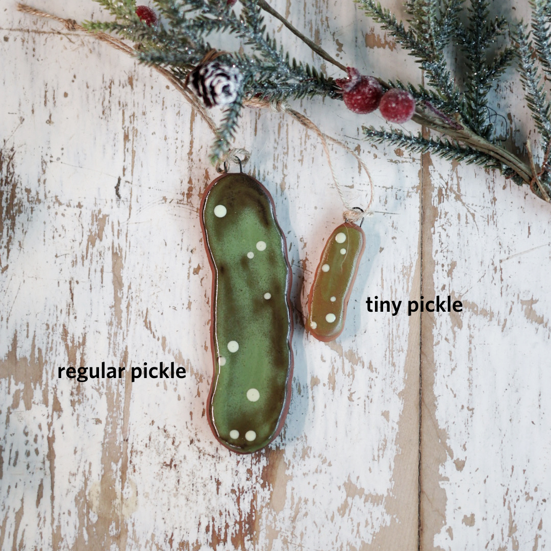 Handmade Ceramic Tiny Pickle Ornament | Traditional Holiday Decor