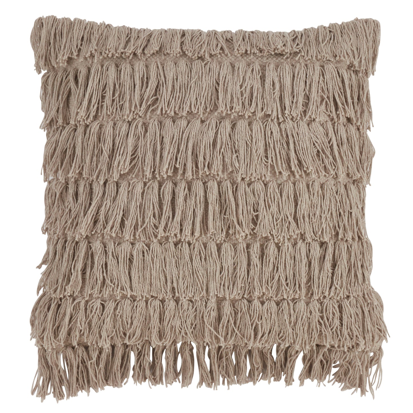 Woven Fringes Throw Pillow Natural Tan