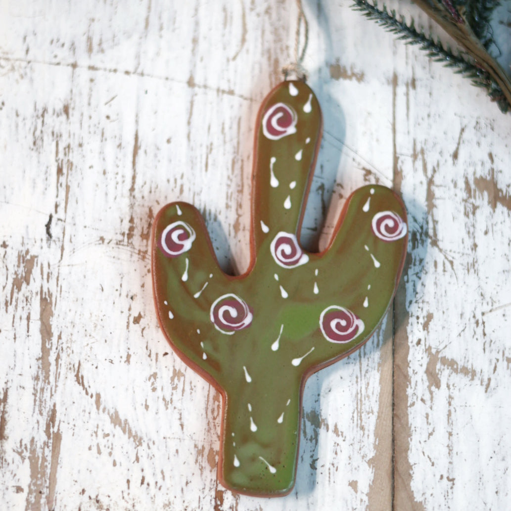 Handmade Ceramic Cactus Ornament | Southwestern Holiday Decor