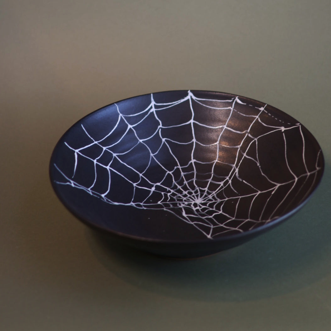 Harvest Bowl in Black Spider Web