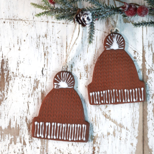 Handmade Ceramic Toque Ornament | Winter Holiday Decor